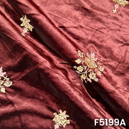 Cut Dana Thread Sequins Work Velvet Fabric-F5199